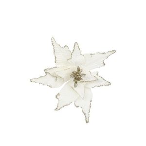 Bílá vánoční ozdoba květina hvězda na klipu - 25*6 cm 52043701 obraz