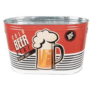 Červený plechový chladící box na pivo Beer Ice - 40*25*23 cm 6BL0132 obraz
