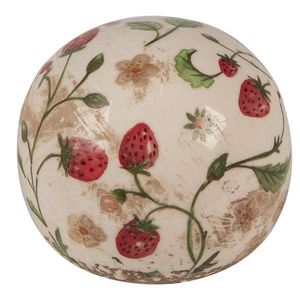 Béžová antik dekorace koule s jahůdkami Wild Strawberries - Ø 10*10 cm 6CE1636 obraz