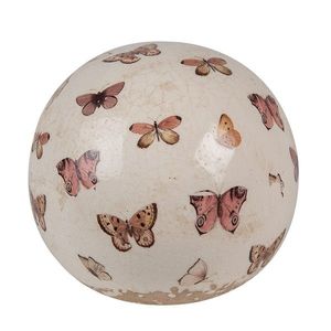 Béžová antik dekorace koule s motýlky Butterfly Paradise L - Ø 12*12 cm 6CE1666L obraz