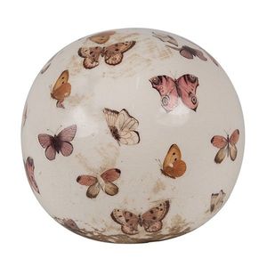Béžová antik dekorace koule s motýlky Butterfly Paradise M - Ø 10*10 cm 6CE1666M obraz