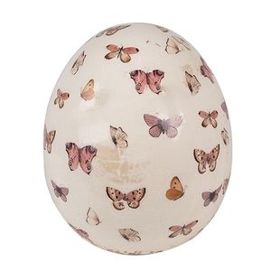 Béžová antik dekorace vejce s motýlky Butterfly Paradise L - Ø 14*16 cm 6CE1667L obraz