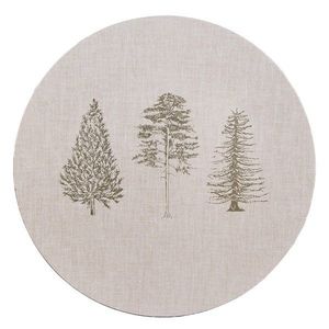 Béžový servírovací talíř se stromky Natural Pine Trees - Ø 33*1 cm NPT85 obraz