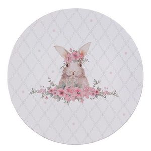 Bílý servírovací talíř s králíčkem Floral Easter Bunny - Ø 33*1 cm FEB85-1 obraz