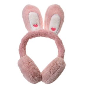 Růžové chlupaté dětské klapky na uši s králičími oušky JZCEW0027P obraz