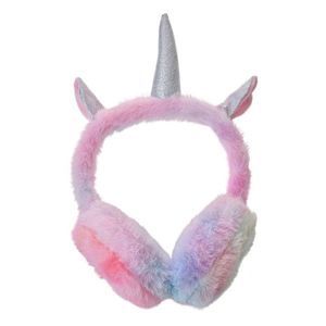 Duhové chlupaté dívčí klapky na uši jednorožec Unicorn JZCEW0033 obraz
