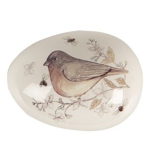 Dekorace keramická miska s ptáčkem ve tvaru vajíčka - 10*7*7 cm 6CE1673 obraz
