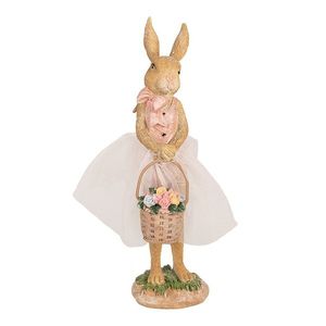 Dekorace králičí slečna v sukýnce s košíčkem - 7*6*21 cm 6PR4096 obraz