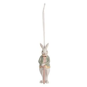 Závěsná ozdobná dekorace králík v saku s holí - 4*4*10 cm 6PR4987 obraz
