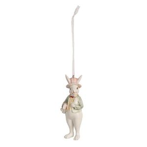 Závěsná ozdobná dekorace králík v saku s knihou - 4*4*10 cm 6PR4989 obraz