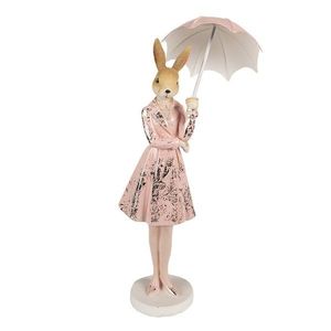 Dekorace králičí slečna v růžovém s deštníkem - 11*11*28 cm 6PR4991 obraz