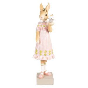Dekorace králičí slečna v růžových šatech s dortíkem - 9*8*28 cm 6PR5003 obraz