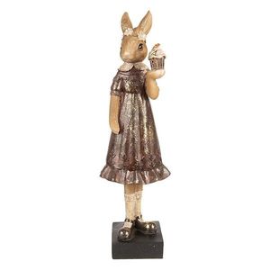 Dekorace králičí slečna v hnědých šatech s dortíkem - 9*8*28 cm 6PR5004 obraz
