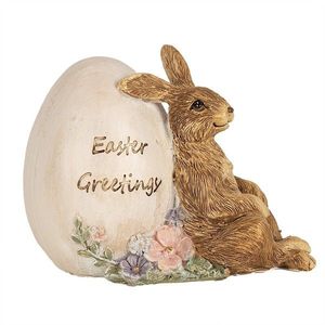 Dekorace socha králík s vajíčkem Easter Greetings - 12*7*9 cm 6PR5006 obraz