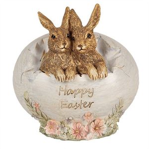 Dekorace socha králíci ve vajíčku Happy Easter - 11*9*11 cm 6PR5007 obraz