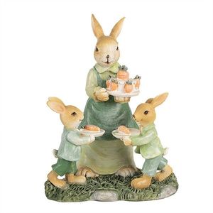 Dekorace králičí mamka s králíčky a mrkvovým dortem - 12*8*15 cm 6PR5015 obraz