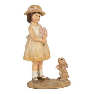 Dekorace děvčátko s kytičkou a králíčkem - 9*6*15 cm 6PR5034 obraz