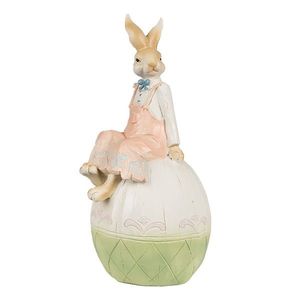 Dekorace králičí slečna sedící na vajíčku - 13*11*24 cm 6PR4030 obraz