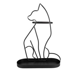 Černý antik kovový stojan na deštníky ve tvaru kočky Cat Black - 42*16*59 cm 6Y5438 obraz