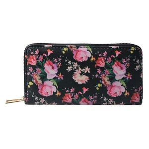 Černá peněženka s květy Vivvien - 10*19 cm JZWA0197 obraz