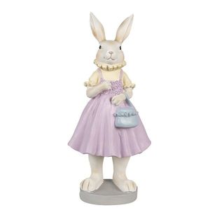 Dekorace králičí slečna v fialových šatech s kabelkou - 12*10*27 cm 6PR4014 obraz