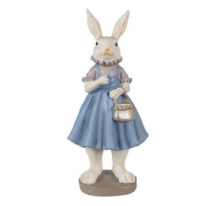 Dekorace králičí slečna v modrých šatech s kabelkou - 12*10*27 cm 6PR4016 obraz