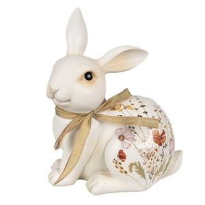 Béžová dekorace králíček zdobený květy - 15*11*20 cm 6PR4126 obraz