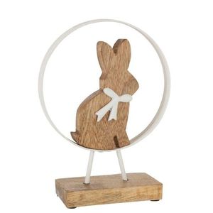 Dřevěná dekorace králíček s mašlí na podstavci - Ø 18*23, 5 cm 20937 obraz