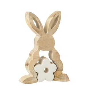 Dřevěná dekorace králíček s kytičkou - 9*3*14 cm 31305 obraz