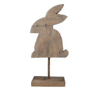 Hnědá antik dřevěná dekorace králík na podstavci - 14*8*30 cm 6H2376 obraz