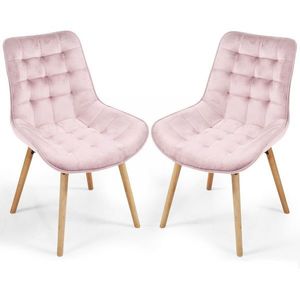 80654 MIADOMODO Sada prošívaných jídelních židlí, růžová, 2 ks obraz
