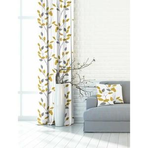 Závěs dekorační nebo látka, OXY Žlutošedé větvičky, šedožlutá, 150 cm 150 cm obraz