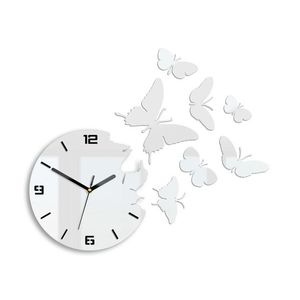 Moderní nástěnné hodiny BUTTERFLIE 3D WHITE NH049 obraz