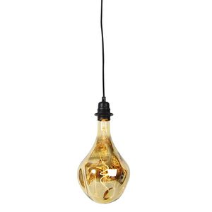 Závěsné svítidlo černé stmívatelné včetně LED zrcadla zlaté stmívatelné - Cava Luxe obraz