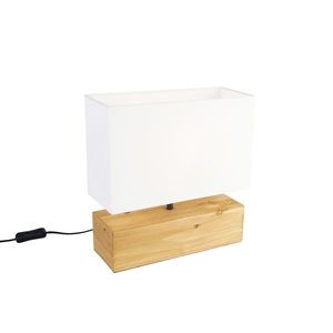 Venkovská stolní lampa dřevěná s bílým stínidlem - Valesca obraz
