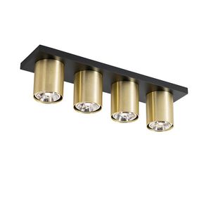 Moderní stropní bodové svítidlo černé se zlatým 4-světlem - Tubo obraz