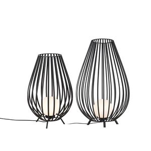 Sada stojacích lamp černá s opálem 110 cm a 70 cm - Angela obraz
