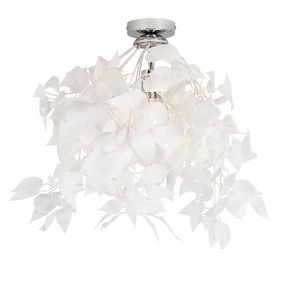 Romantické stropní svítidlo bílé s listy - Feder obraz