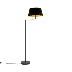 Černá stojací lampa s černým skládaným stínidlem a nastavitelným ramenem - Ladas Deluxe obraz