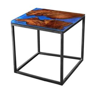 Odkládací stolek RESIN 50x50 cm, modrá/šedá obraz