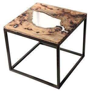 Odkládací stolek RESIN 50x50 cm, transparentní/šedá obraz
