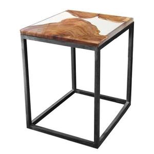 Odkládací stolek RESIN 40x40 cm, transparentní/šedá obraz