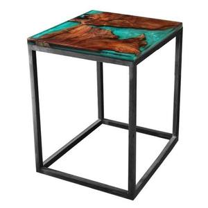 Odkládací stolek RESIN 40x40 cm, zelená/šedá obraz