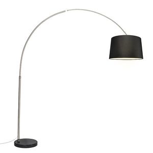 Oblouková lampa ocelová tkanina stínidlo černá 45 cm - XXL obraz