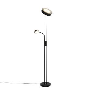 Černá stojací lampa včetně LED a stmívače s lampičkou na čtení - Kelso obraz