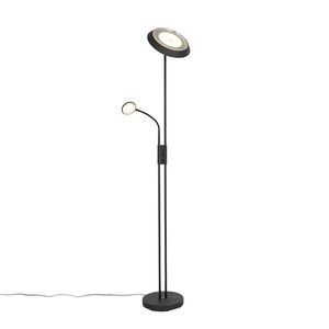 Stojací lampa černá včetně LED a stmívače s lampičkou na čtení - Fez obraz