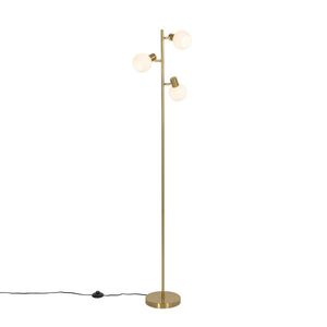 Stojací lampa zlatá s opálovým sklem 3-světelná nastavitelná - Anouk obraz