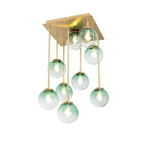 Stropní svítidlo ve stylu Art Deco zlaté se zeleným sklem 9 světel - Athens obraz