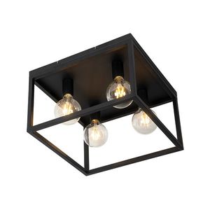 Průmyslová stropní lampa černá 40 cm 4světelná - klec obraz