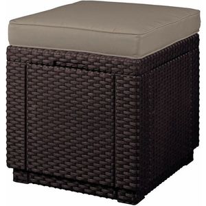 KETER Taburetka STOOL CUBE | hnědá/šedohnědá poduška obraz